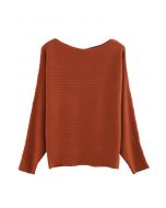 Pearly Batwing Sleeve Knit Sweater in Caramel