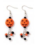 Scratched Pumpkin Beaded Earrings