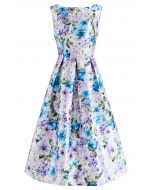 Flowery Scenery Sleeveless Midi Dress