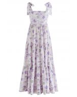 Lilac Blossom Tie-Strap Maxi Dress