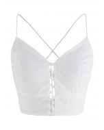 Crisscross Back Crop Cami Top in White