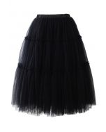 Falda midi de tul Amore en negro