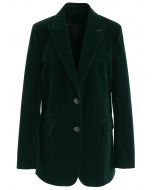 Blazer de Terciopelo Noble Chic en Verde Oscuro