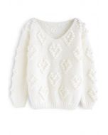 Suéter con cuello en V Knit Your Love en blanco